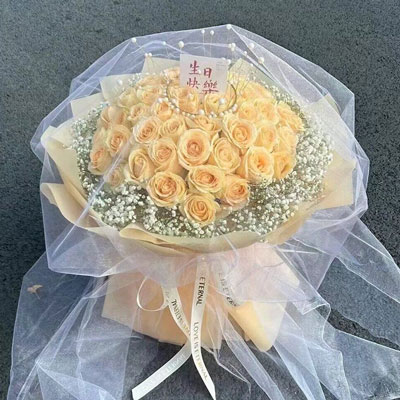 铜陵52朵香槟玫瑰满天星，你就是我的全部