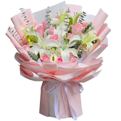 铜陵16朵粉玫瑰百合，感情稳定坚固