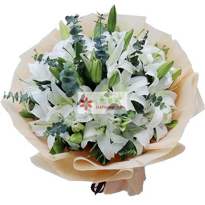 铜陵9支白色多头百合，祝福你幸福